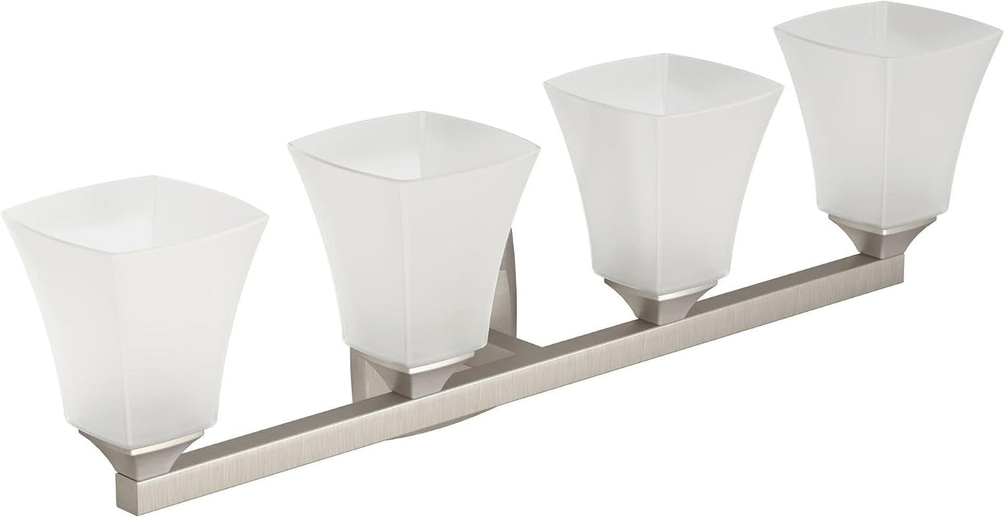 Lámpara baño 4 luces níquel cepillado vidrio esmerilado