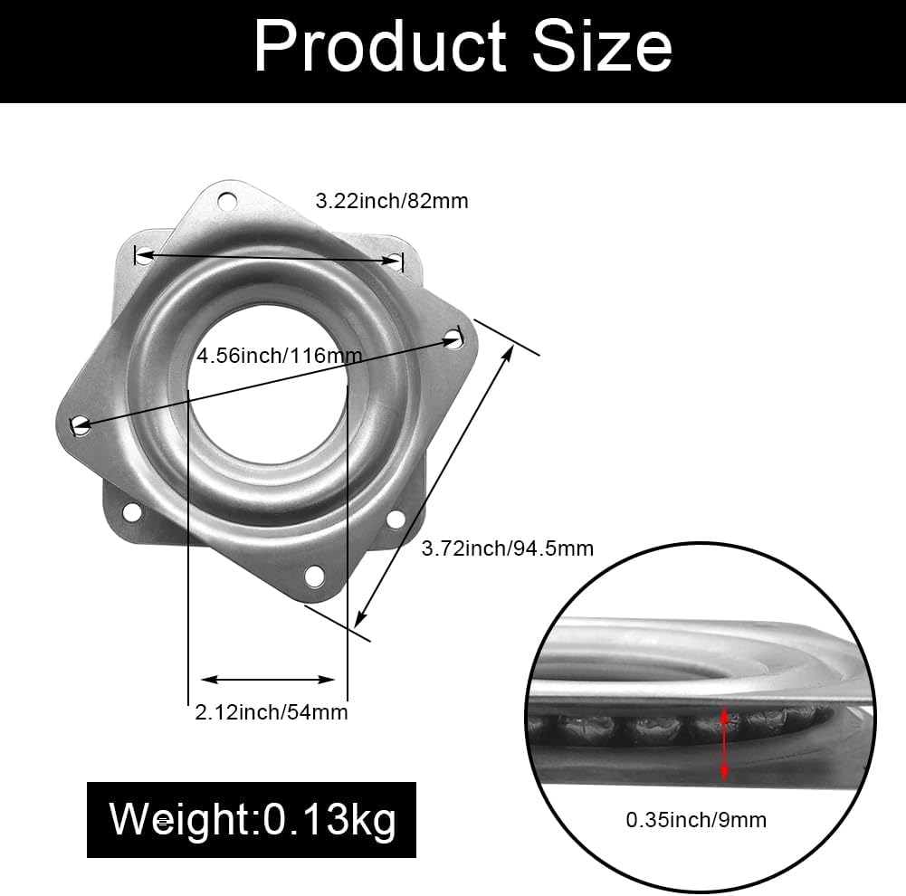 Mesa giratoria acero 4" perfil bajo 300lb plateado