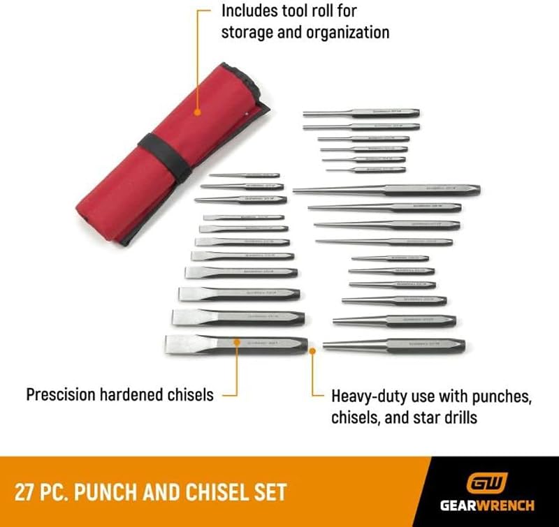 Set 27 Pzas Punzón Cincel Cromados GEARWRENCH