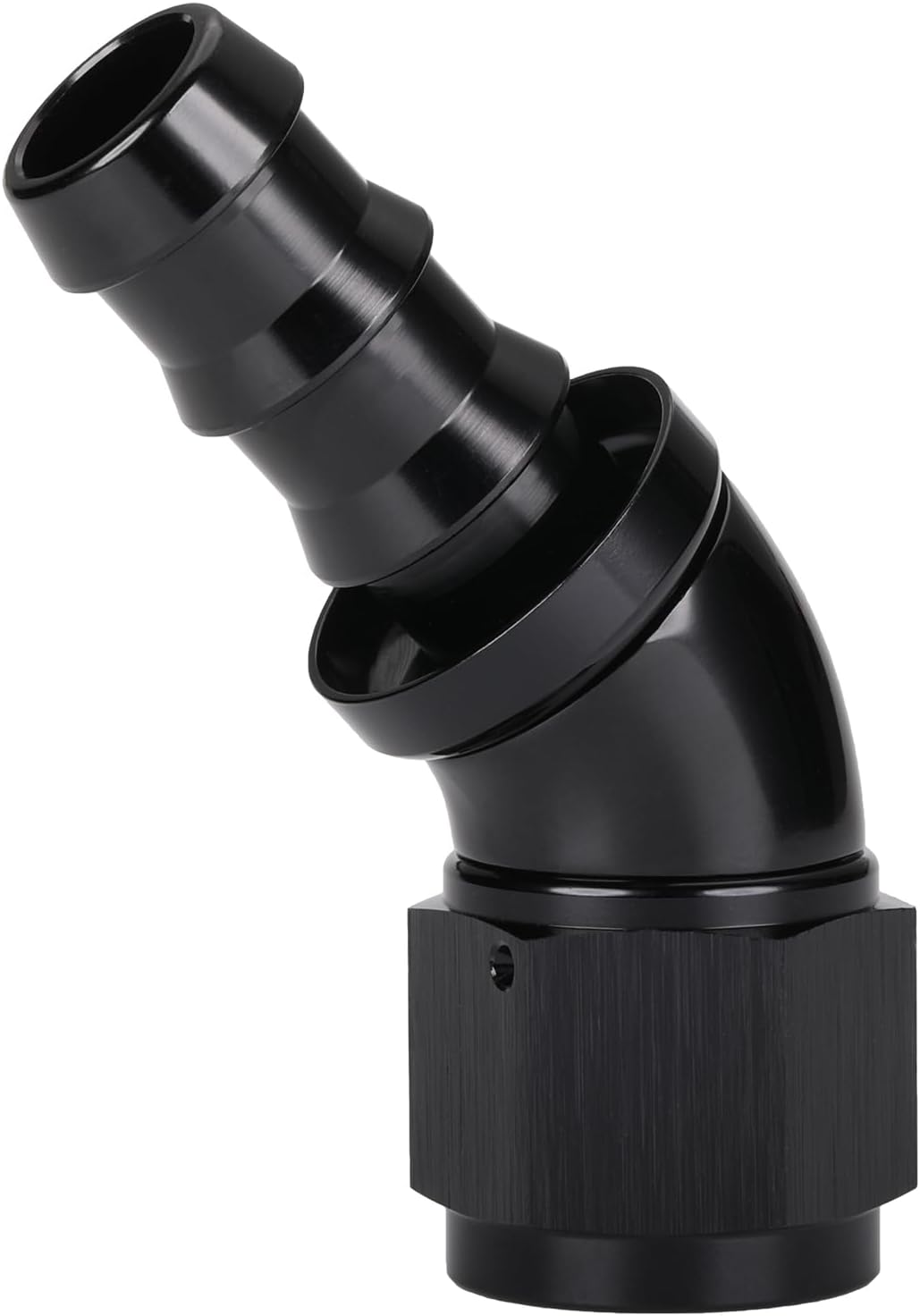 Adaptador manguera 45 grados aluminio negro