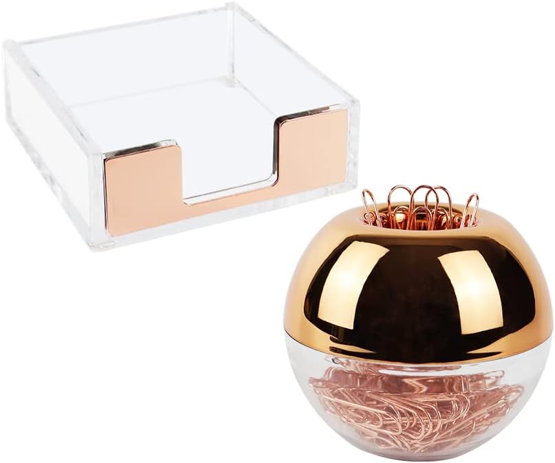 Soporte magnético oro rosa con 100 clips para notas Post