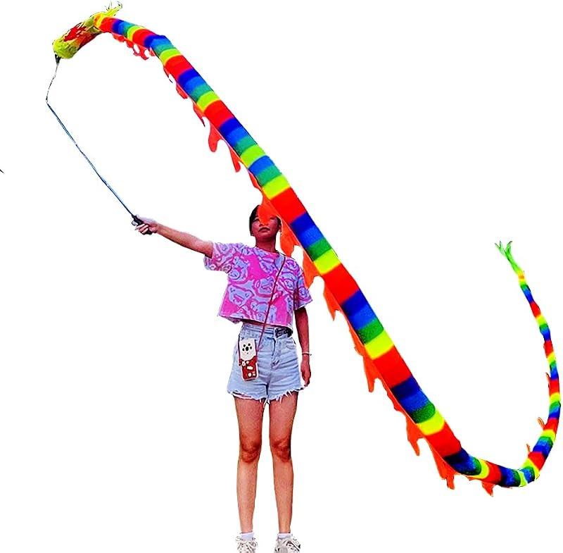 Cinta Poi Dragon Spiral fibra vidrio 16.4pies arcoíris