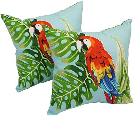 Almohada cuadrada exterior 17pulg palmera loro 2unid