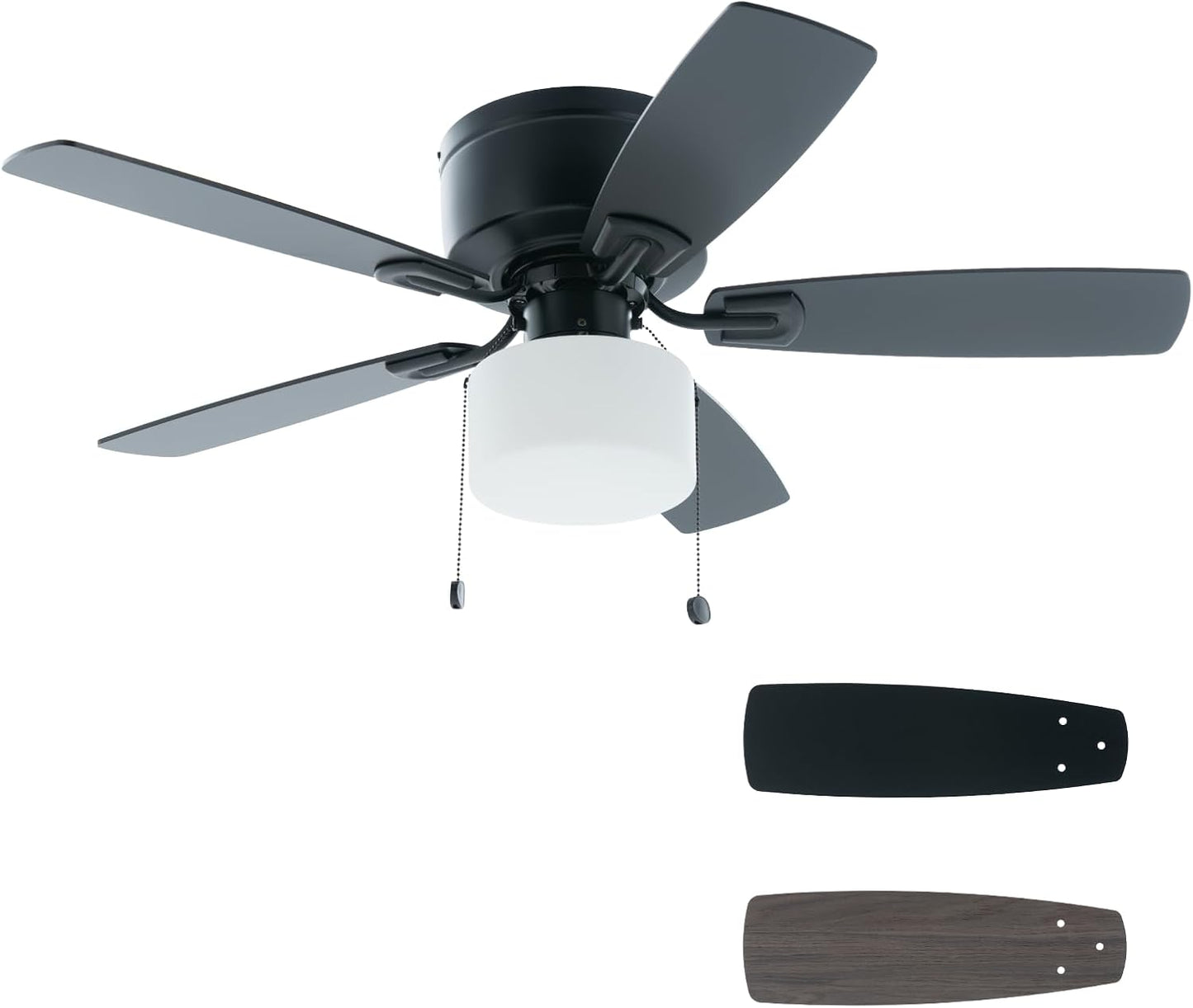 Ventilador techo cadena 42pulg con luz led reversible negro
