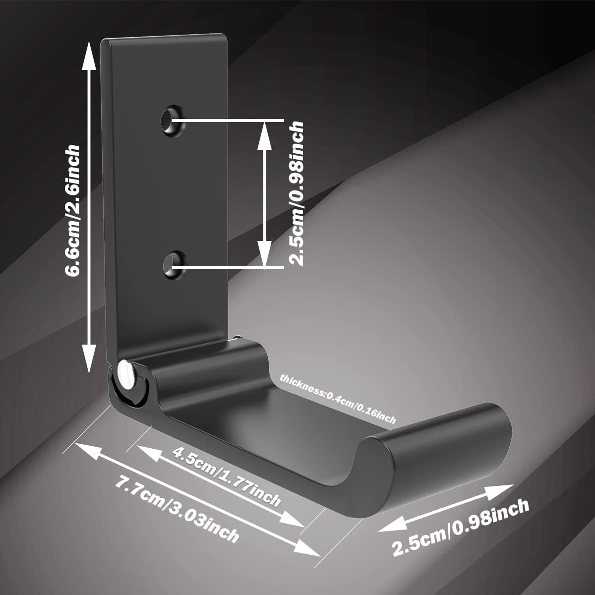 6 Ganchos Plegables Negro Aluminio para Auriculares