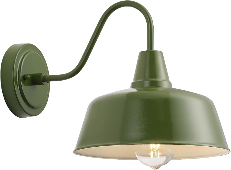 Lámpara cuello cisne 10" exterior granero aplique pared