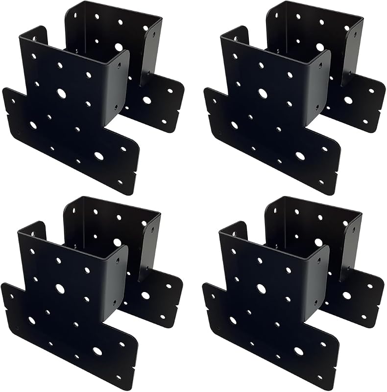 4 Set 8 T de poste a viga acero negro ajustable