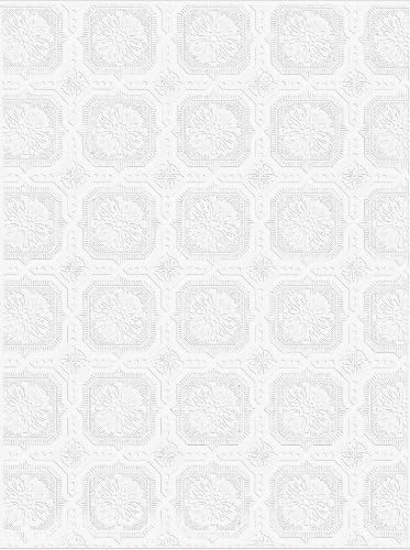 Rollo papel pintado cuadrado blanco