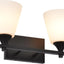 Luminaria Tocador Baño Negro 2 Luces Vidrio Opalino Pared