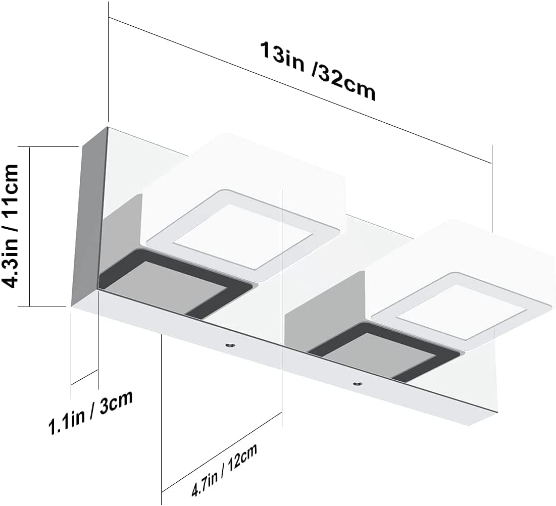 Lámpara Tocador Baño 2 Luces Acrílico Acero Inox