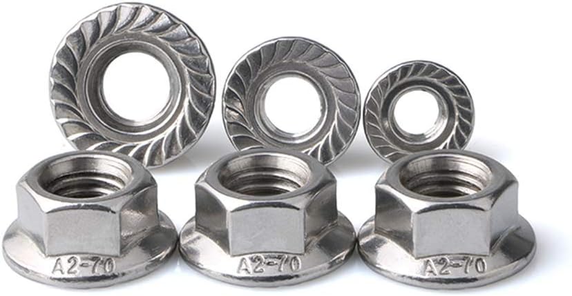 Tuercas brida hex dentadas acero inox 50 pzas M8