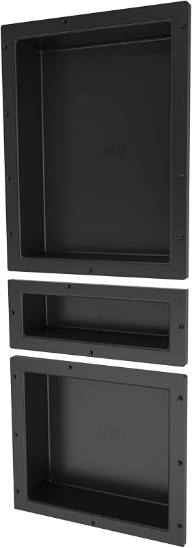 Estante ducha triple nicho negro 16x40x4"