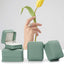 Caja anillo compromiso cuero verde oliva terciopelo