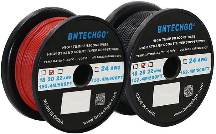 Bobina cable silicona 20 rojo y negro 500pies cobre trenzado
