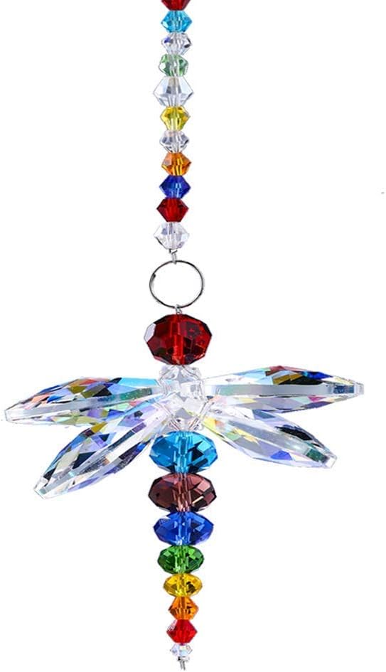 Colgante libélula cristal captador luz Feng Shui arcoíris
