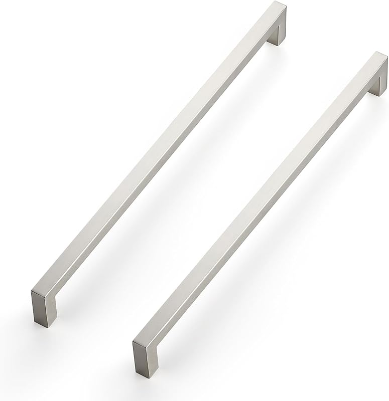 10 Manijas Barra Cuadrada Níquel Cepillado 12-3/5"