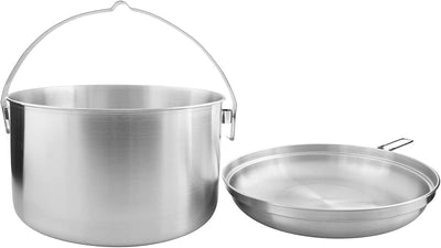 Set cocina camping acero inox con asa para colgar