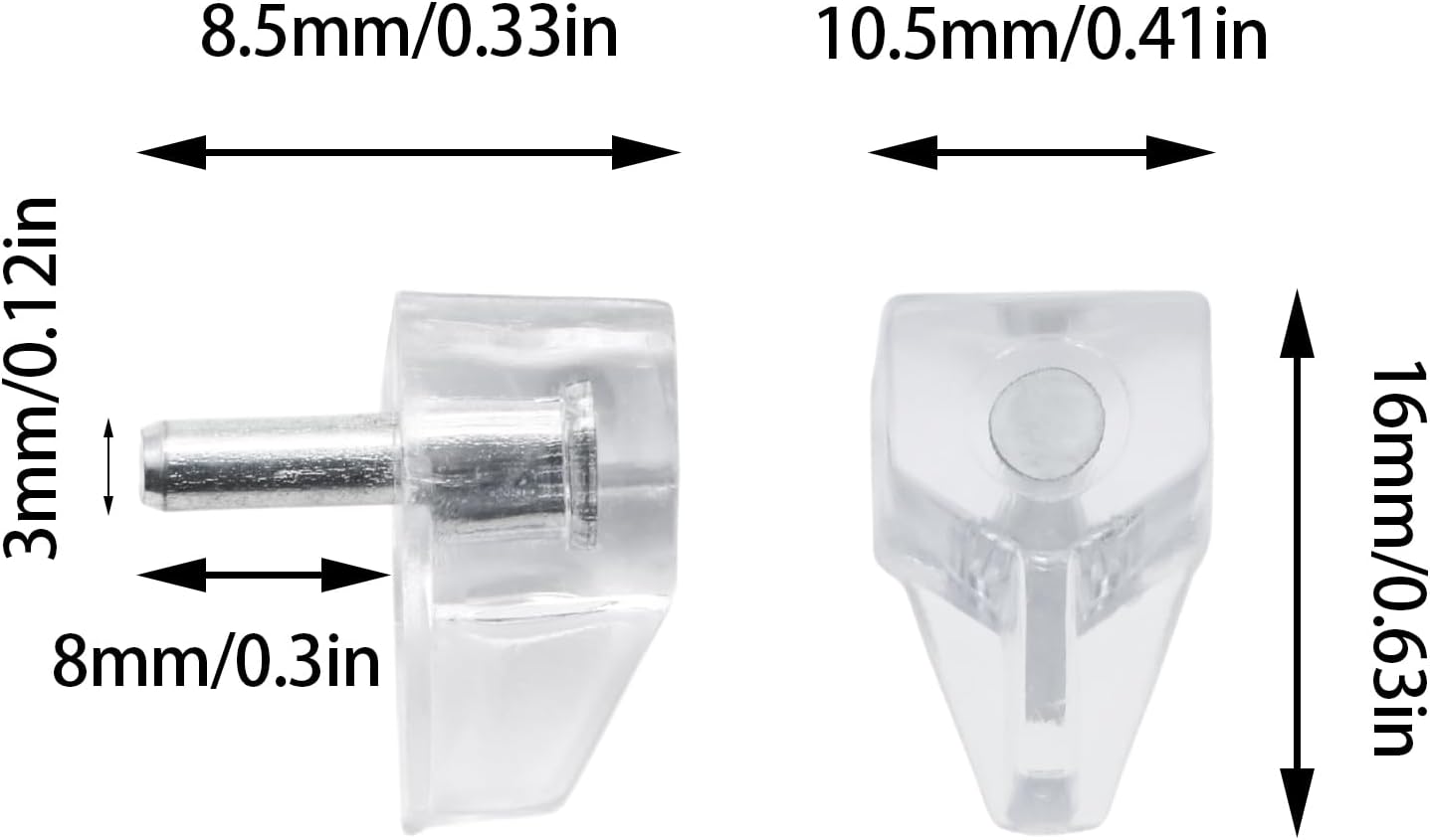 50 Pzas Pines Transparentes para Estantes de 0.118"