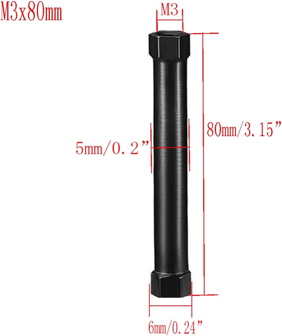 Columna espaciadora hexagonal aluminio M3 3.15pulg para dron negro 5 Pzas
