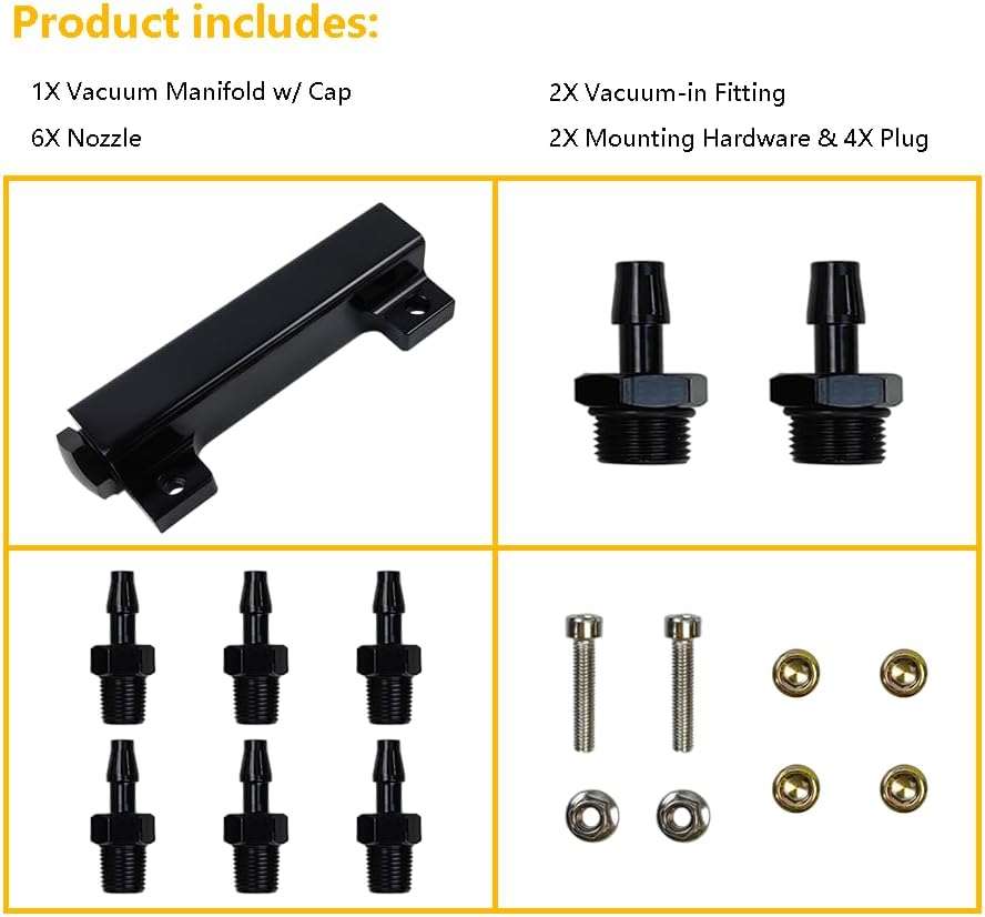 Kit colector admisión vacío 6 puertos comp boost y medidores
