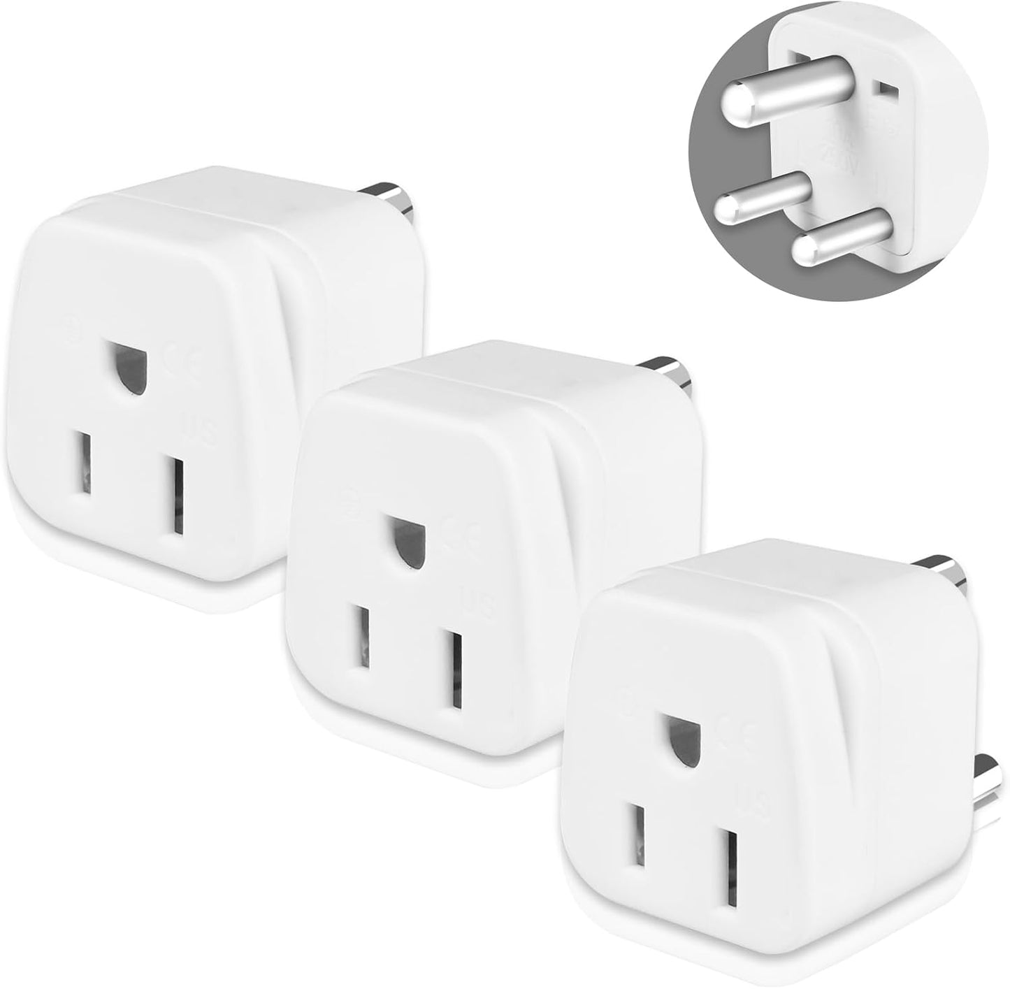 Adaptador enchufe EE.UU. a India tipo D set 3