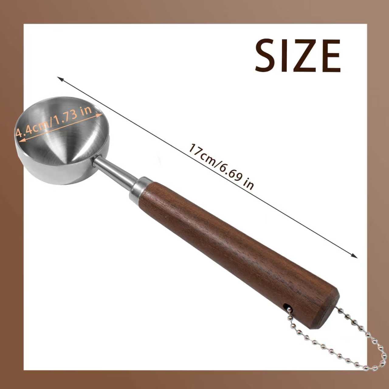 2 Cucharas Medidoras Café Acero Inox 304 Mango Madera