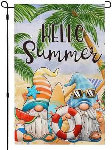 Bandera jardín playa Hello Summer 12x18pulg decoración