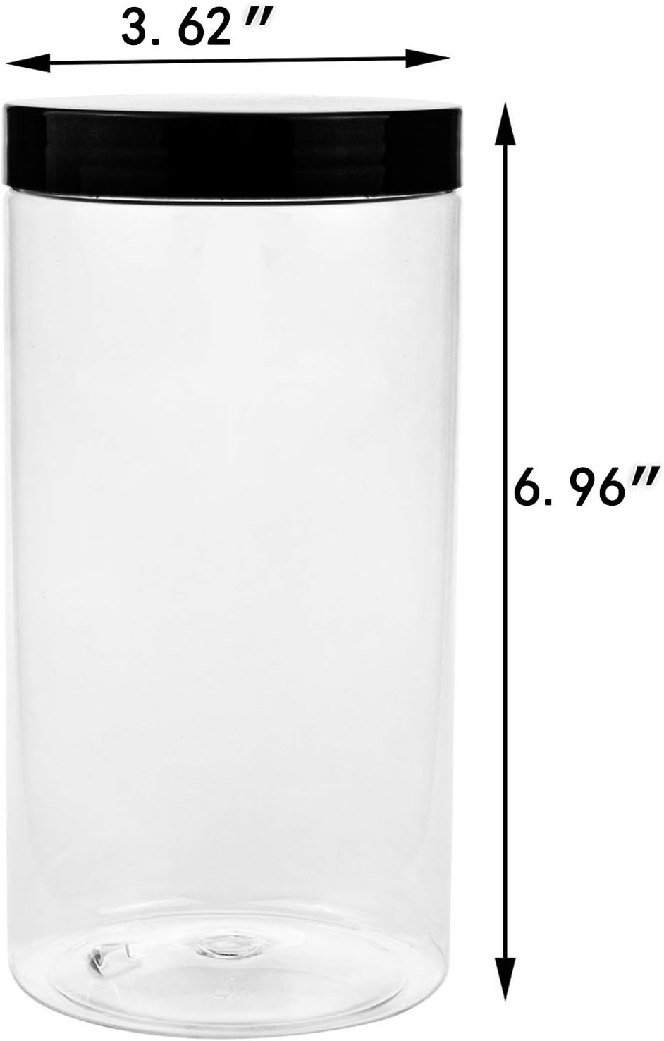 8 Pzas Tarros Plástico 34oz Tapas Negras Almacenamiento