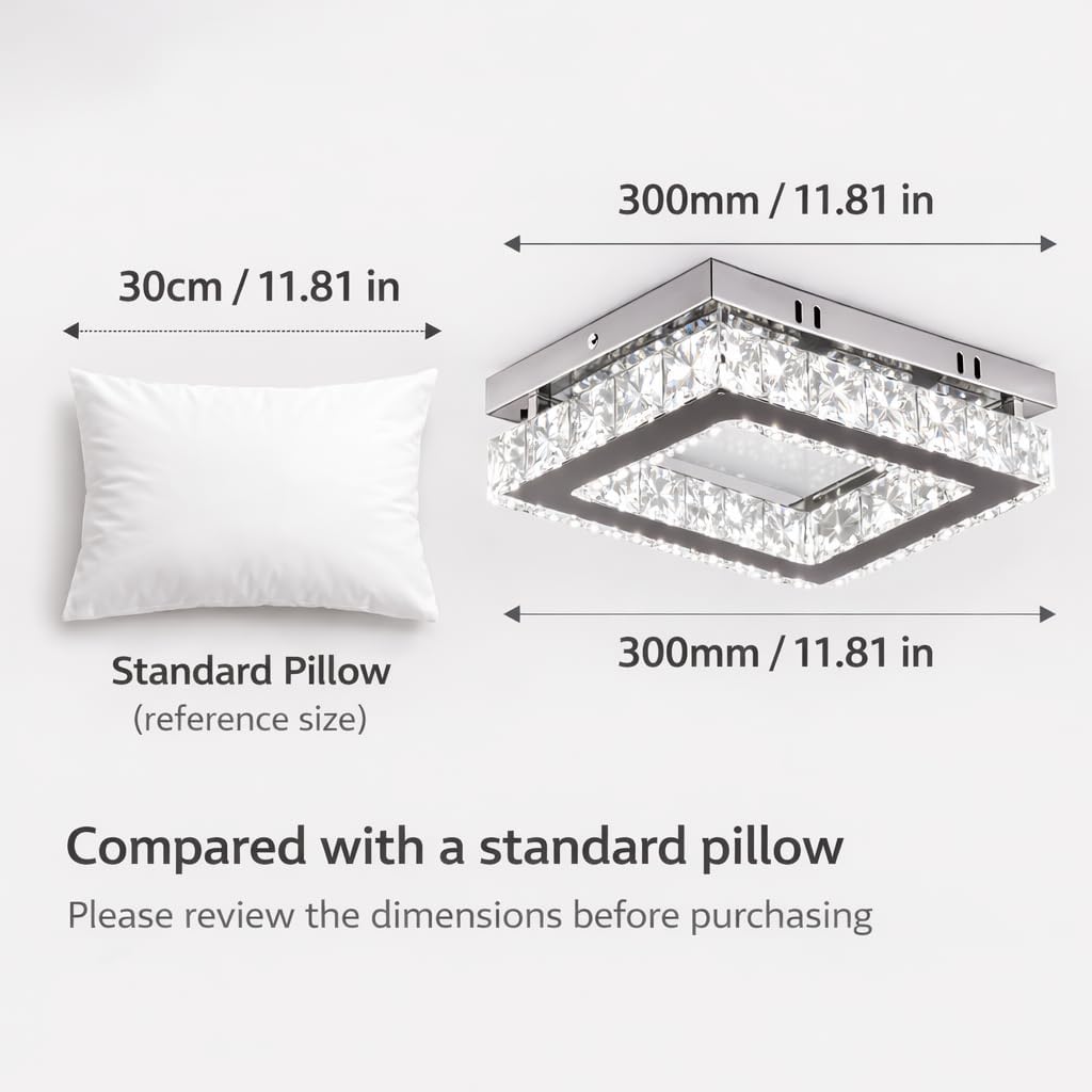 Lámpara techo LED rectangular cristal 11.8x9.1pulg blanco
