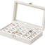 Caja anillos terciopelo con tapa 30 ranuras beige