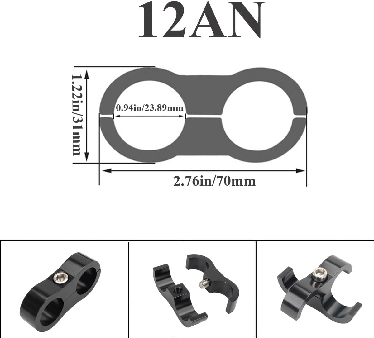 Abrazadera separadora manguera aluminio 6 Uds negro