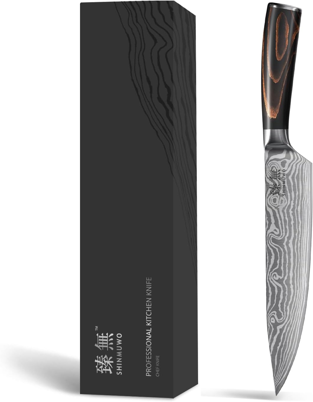 Cuchillo chef 8pulg acero inox onda mango madera Pakka