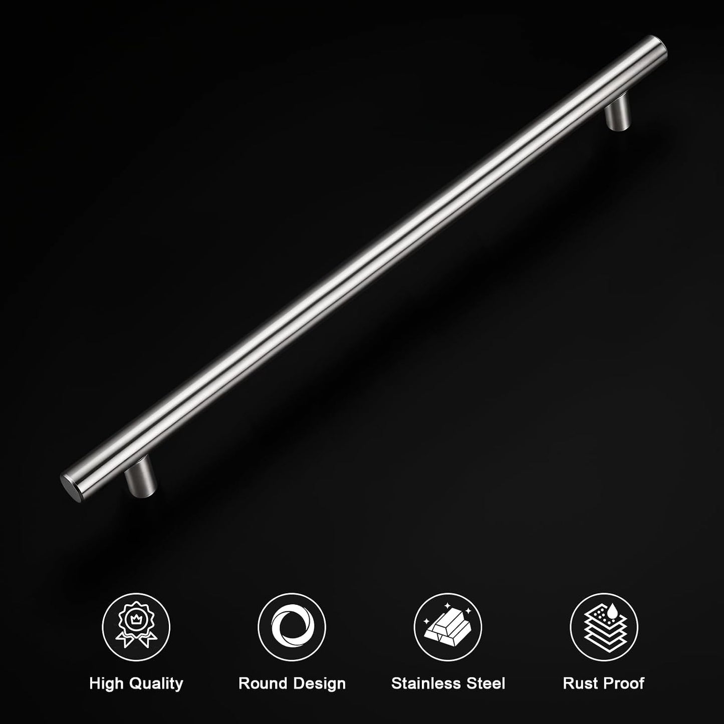 Tiradores acero inox barra en T para gabinete 10pulg pack 50