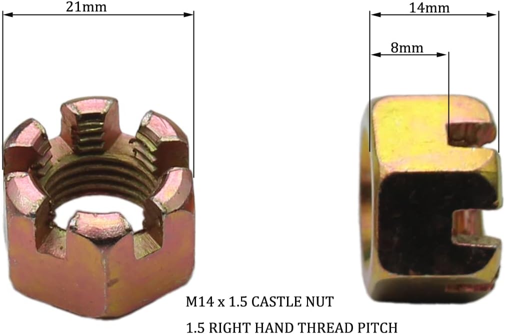 Eje rueda M14x1.5 tuercas castelladas 125-150cc paq 2