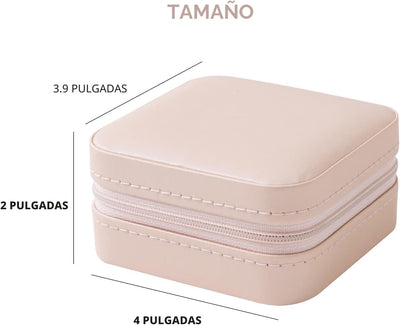Estuche joyas viaje con espejo rosa