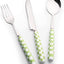 Set 3 Pzas Cubiertos Acero Inox Mango Cerámica Patrón Ajedrez Verde