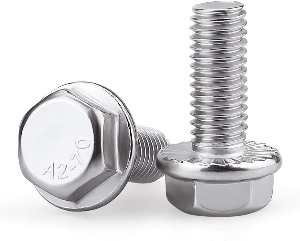 Perno brida hex M6 DIN6921 acero inox 304 rosca UNC 25 pzas