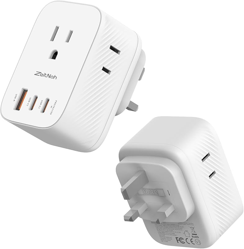 2 Adaptador viaje Reino Unido 30W GaN 3 salidas CA
