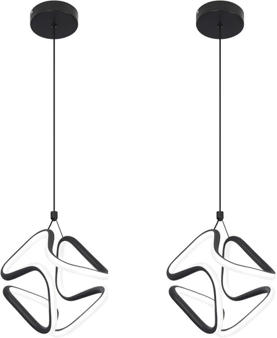 2 Lámparas Colgantes LED Negro 6000K Isla Cocina