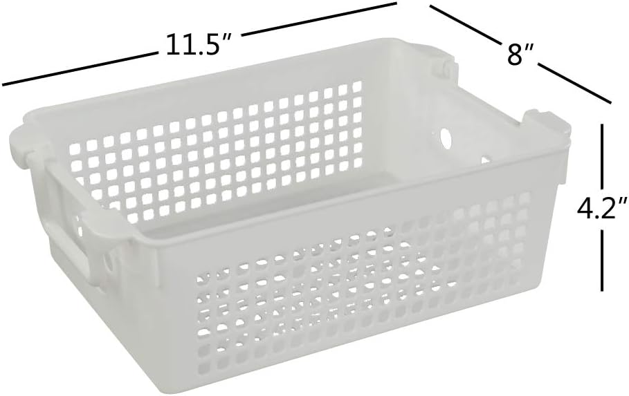 Cestas plástico apilables con asas set 4 blanco gris