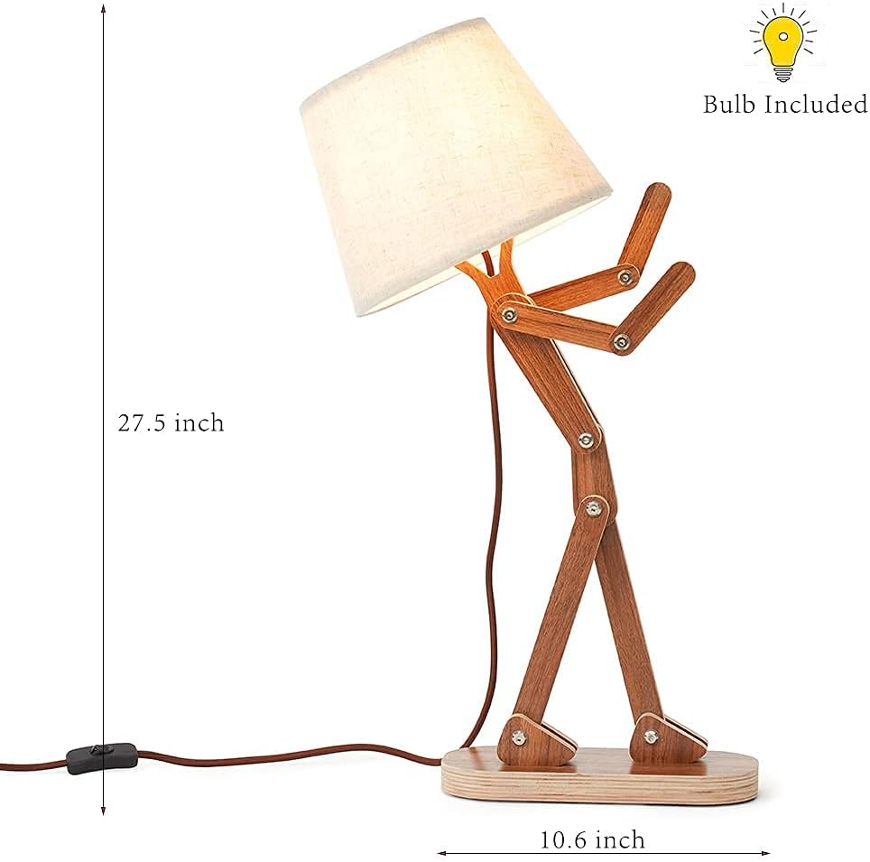 Lámpara mesa niños dormitorio madera nogal brazo oscilante