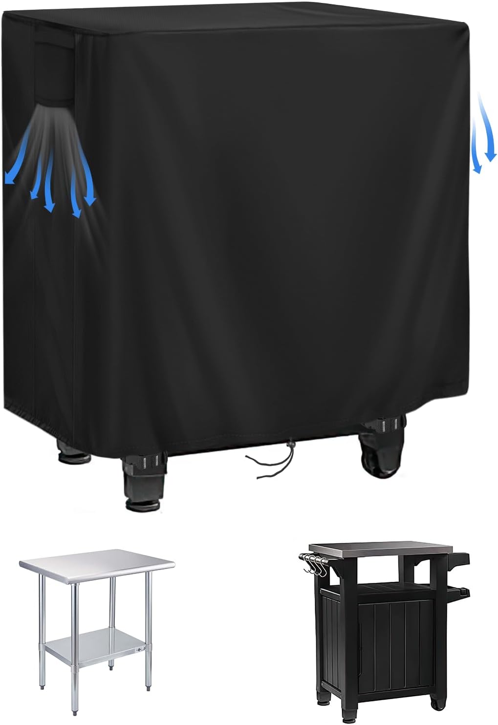 Funda impermeable mesa patio acero inox 30x24pulg negro