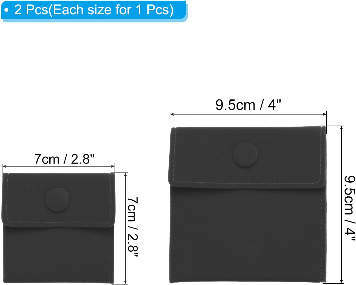 Bolsa terciopelo suave con botón 2 pzas color negro