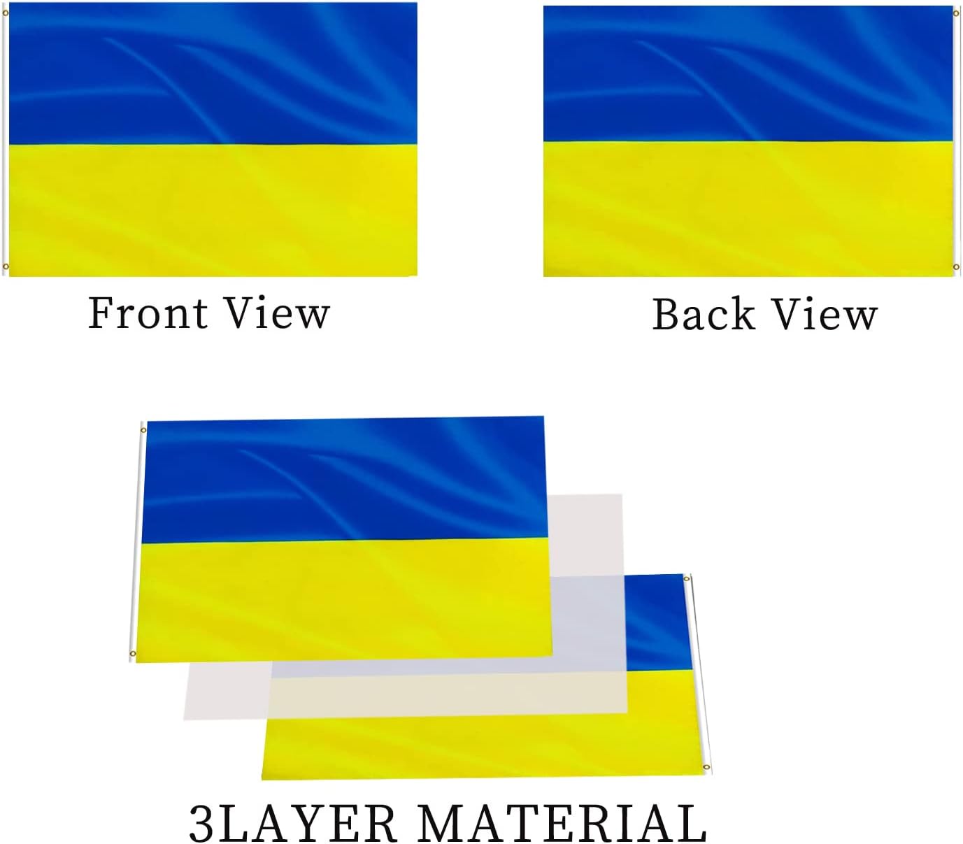 Bandera ucraniana 3x5pulg doble cara poliéster 200D