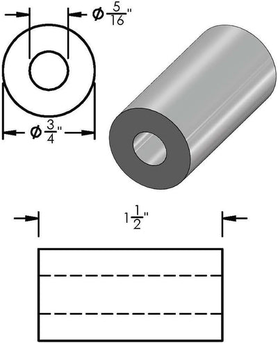 Espaciador aluminio 3/4x5/16 redondo para pernos 5/16 o M8