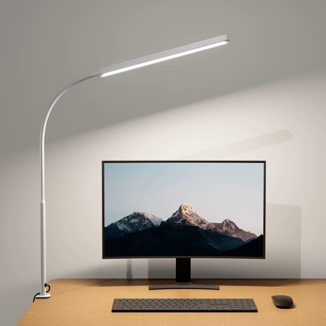 Lámpara escritorio LED cuello cisne flexible con abrazadera