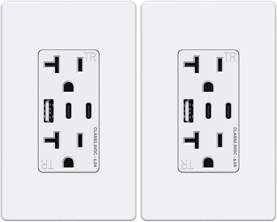 Toma corriente USB 6A 3 puertos cargador pared dúplex 20A