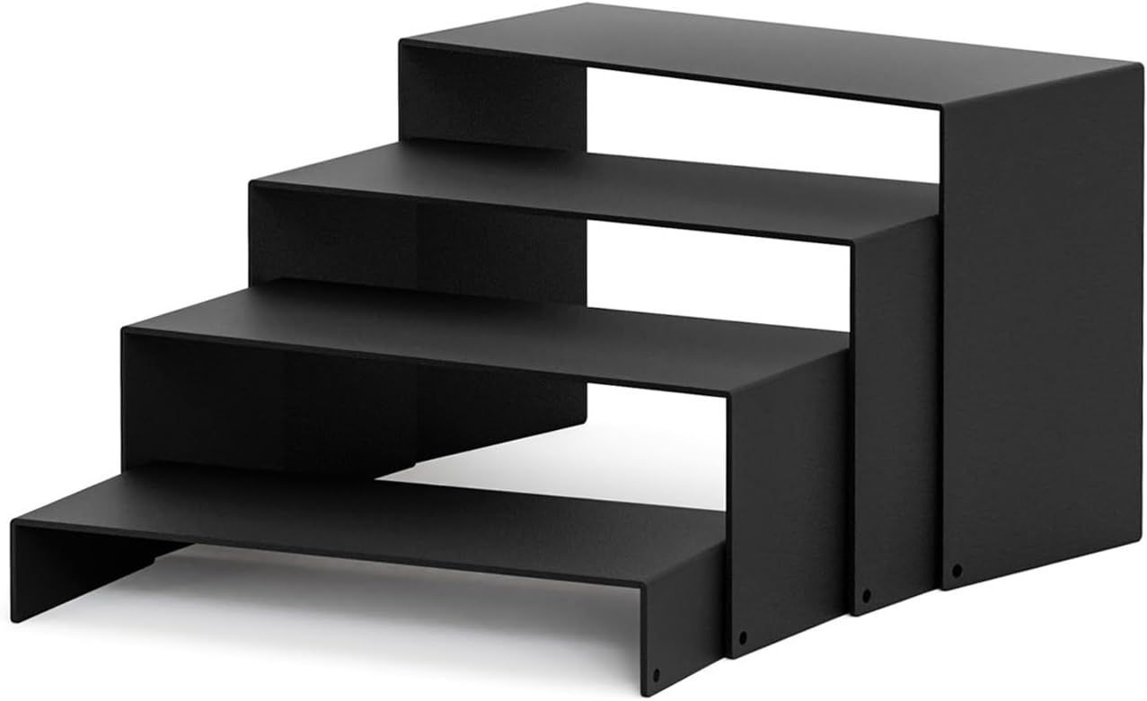 Soporte exhibición metal negro 8 pzas 2 set rectangular