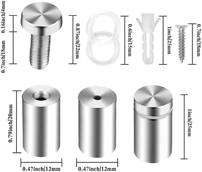 Tornillos soportes letreros acrílicos separadores 0.5x1pulg