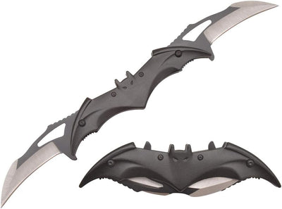 Cuchillo plegable doble hoja con resorte y clip cinturón negro